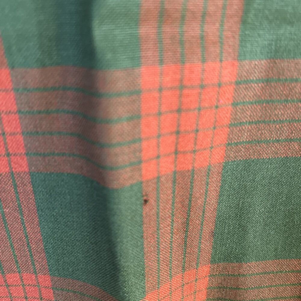 60s NOS BRENT Vintage Loop Collar Wool Flannel Plaid Flap Pocket Blue Orange L - Picture 11 of 11